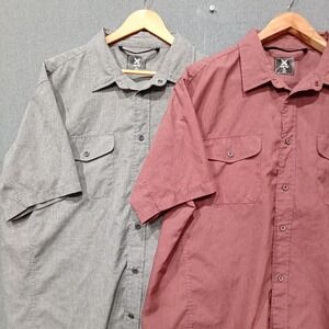 Lot of 2 Vertx Mens 2XL Tactical Short Sleeve Button Down Shirts Grey Maroon